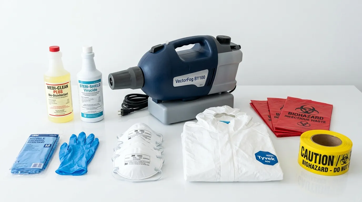 Professional biohazard remediation crew working in Schaumburg